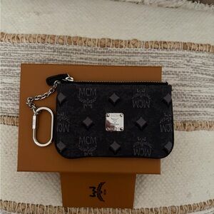 MCM Gray and Black Monogram Pouch